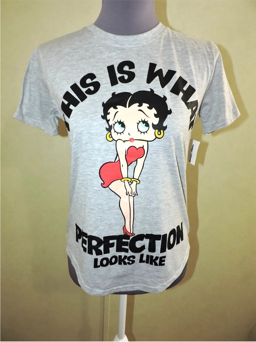 Betty Boop Fleischer Studios Gray T-Shirt Size S